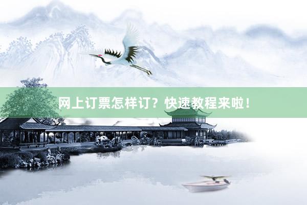 网上订票怎样订？快速教程来啦！